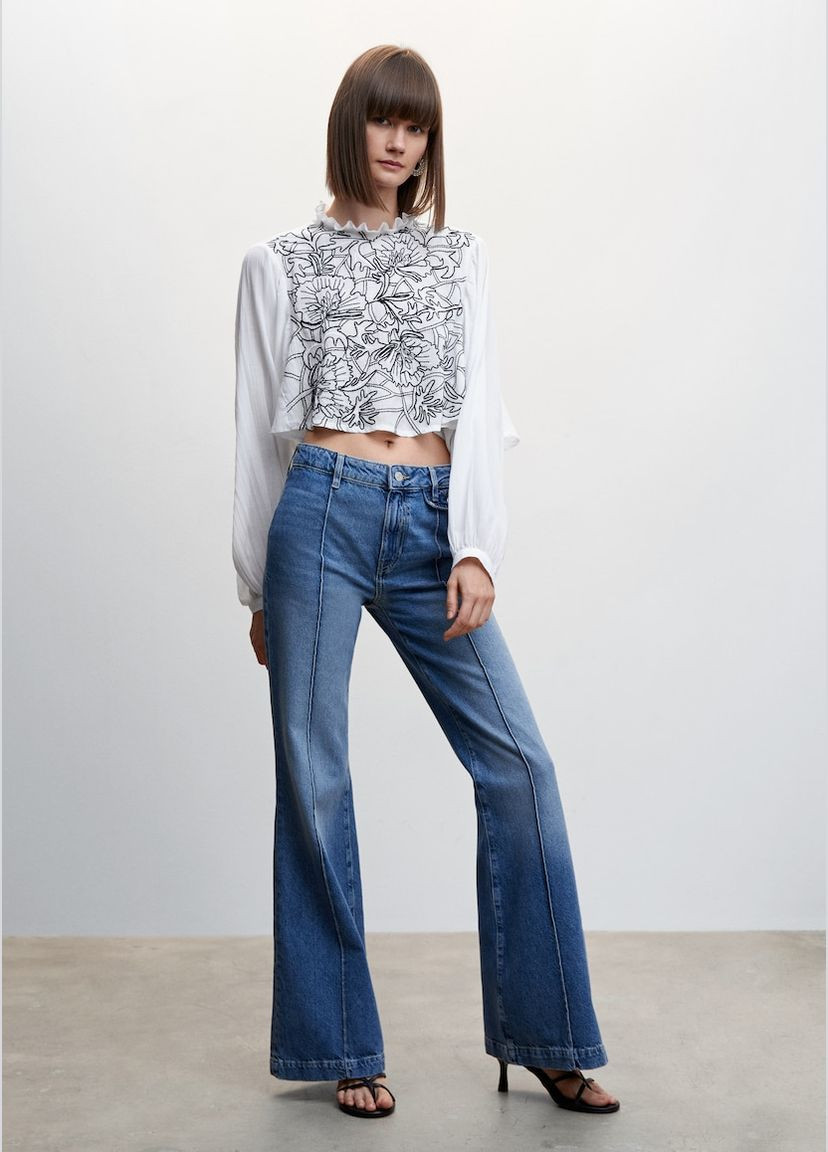 Біла вишита бавовняна блузка Mango