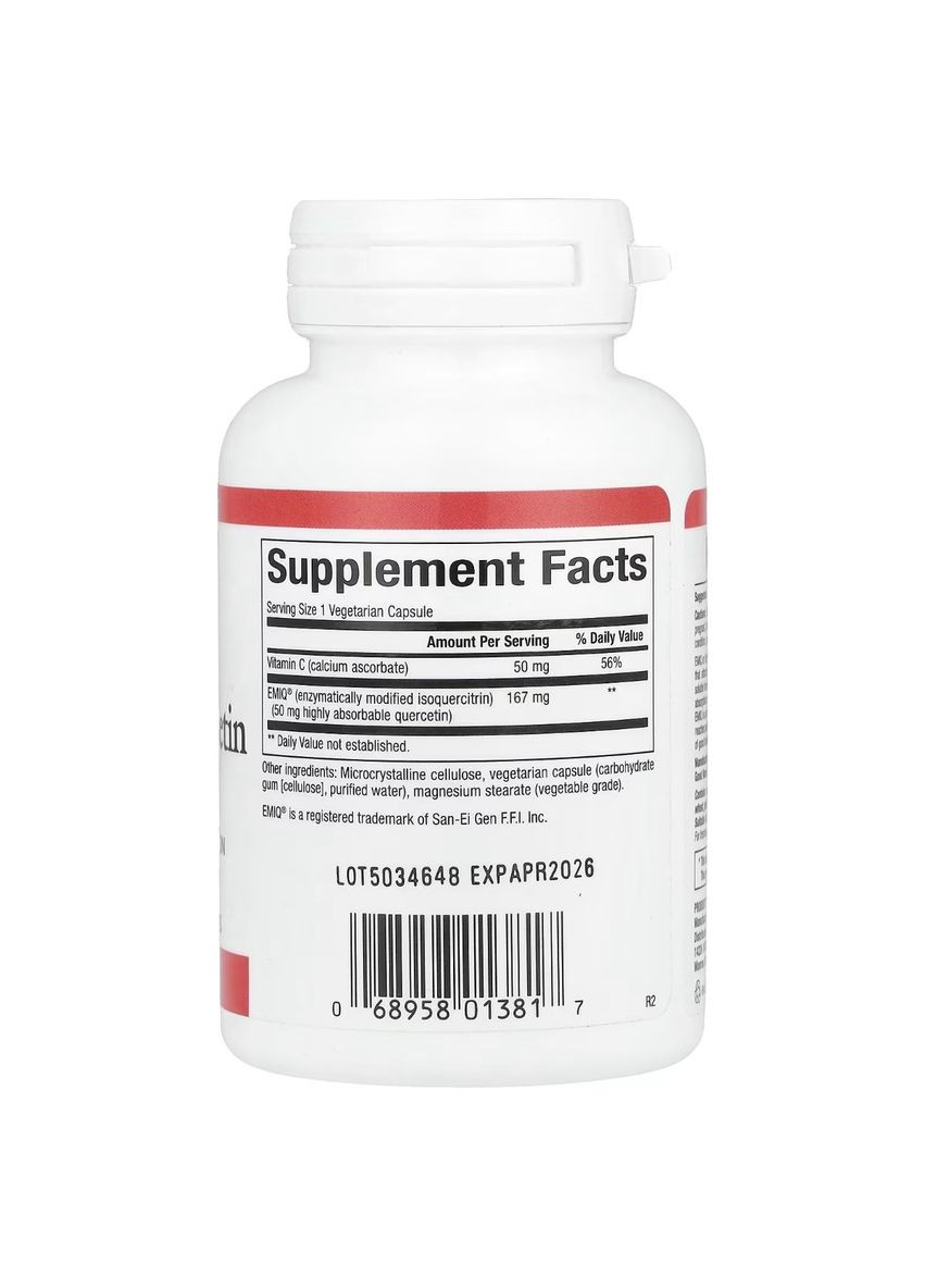 Кверцетин високоактивний біоактивний, 50 мг, Bioactive Quercetin EMIQ,, 60 вегетаріанських капсул Natural Factors (322741504)
