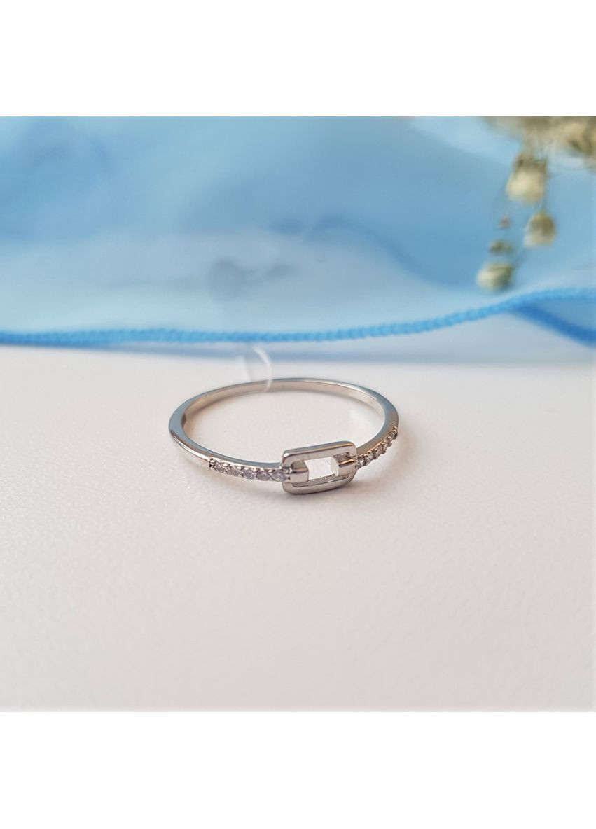 Серебряное кольцо с Белыми камнями размер серебро 925 пробы Родированное 75206 0.68г Nobrand (363969191)