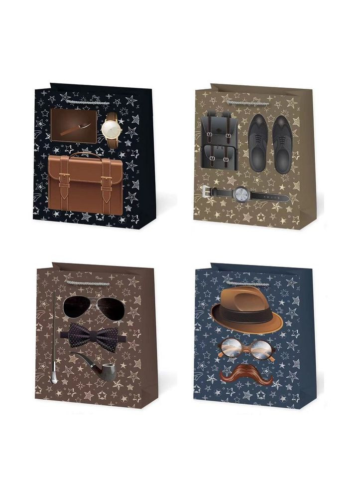 Пакет подарочный бумажный S "Men's style 3D" 18*23*10см Home (333815285)
