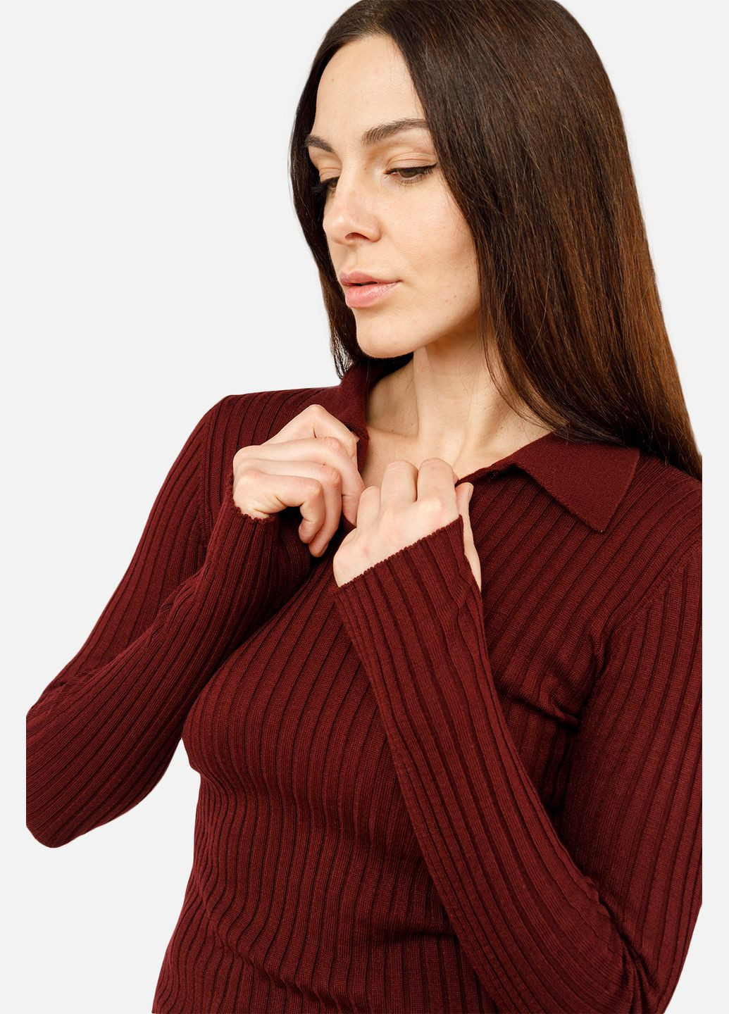 Бордовая женская футболка-женское поло цвет бордовый cb-00262340 Miss rounge