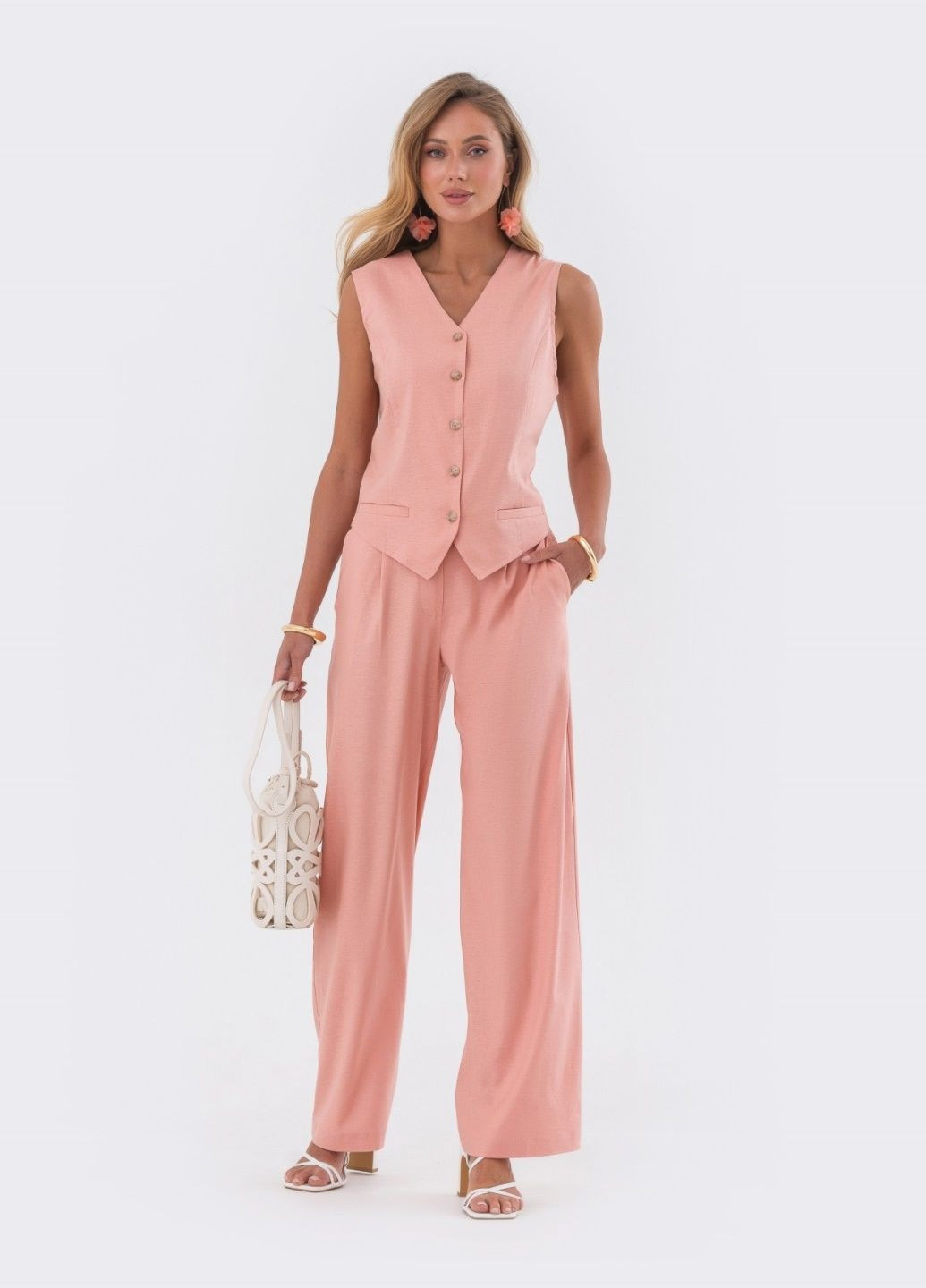 брючный костюм с жилетом персиковый Dressa (293486240)