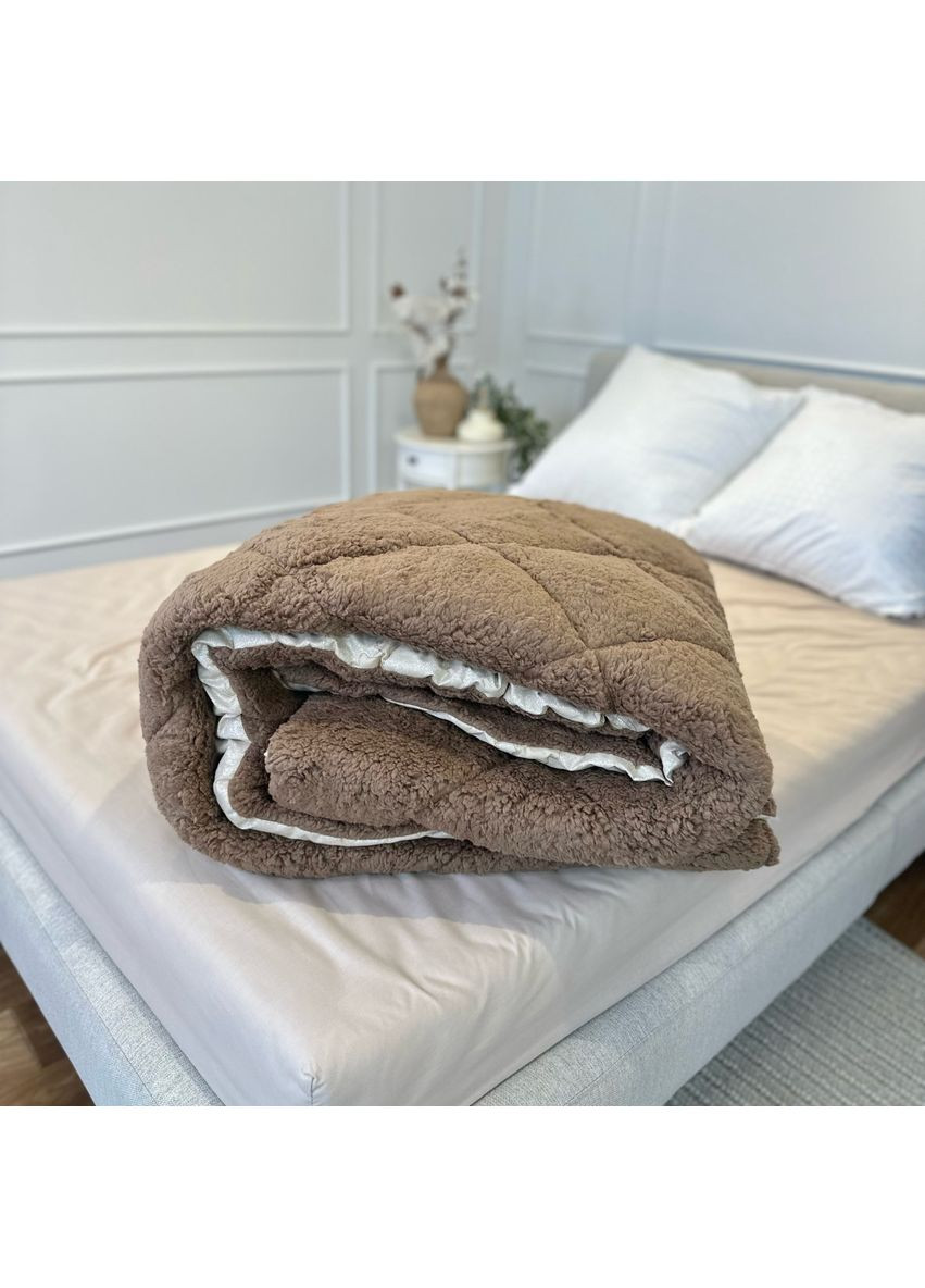 Одеяло полуторное стеганное зимнее из верблюжьей шерсти 21481 150х210 см коричневое Leri Max (365719084)