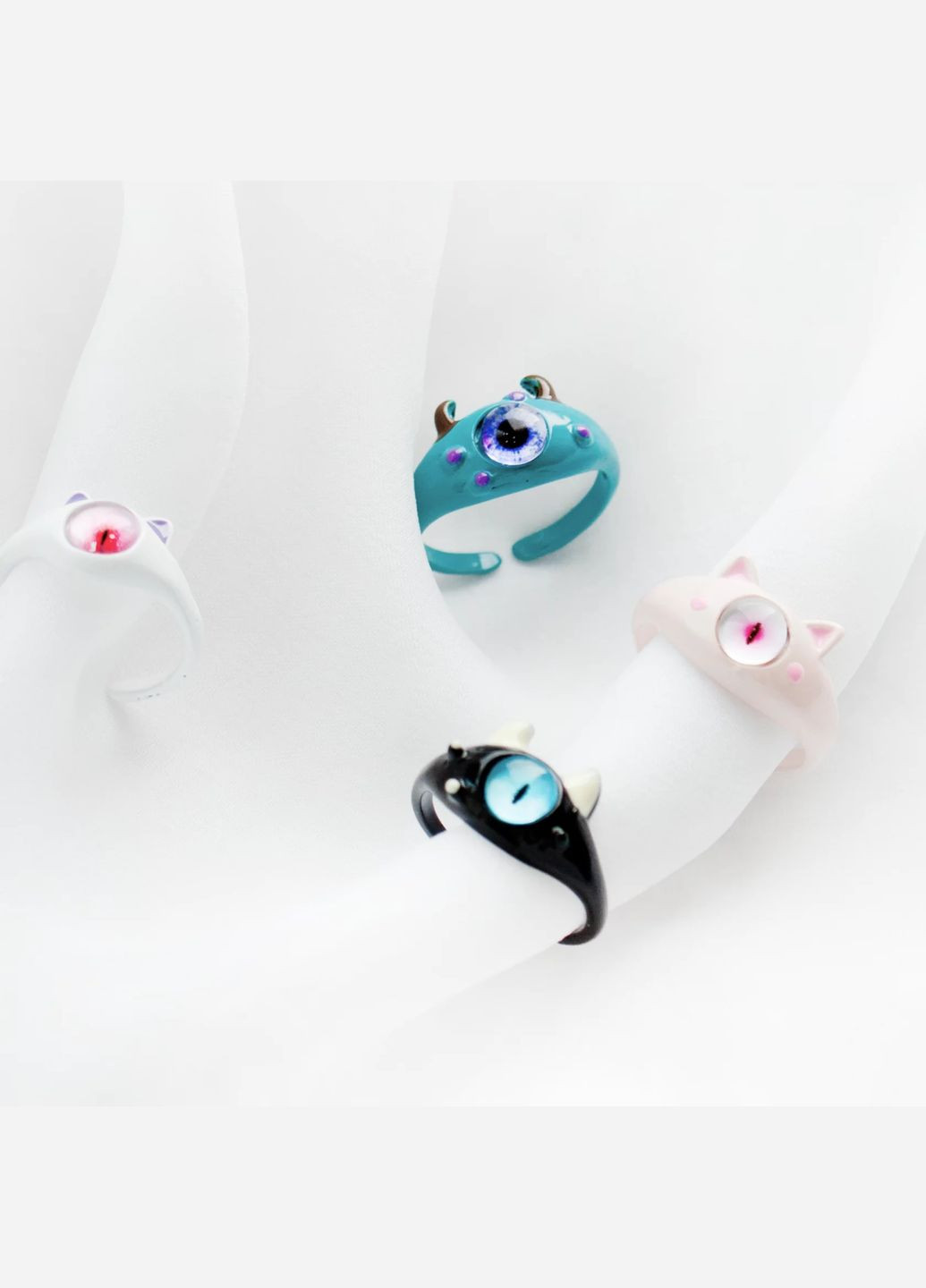 Колечко готическое фэнтези черный монстрик с одним глазом панк гранж y2k перстень минимализм японский харадзюку альт милый кавай No Brand (314692835)