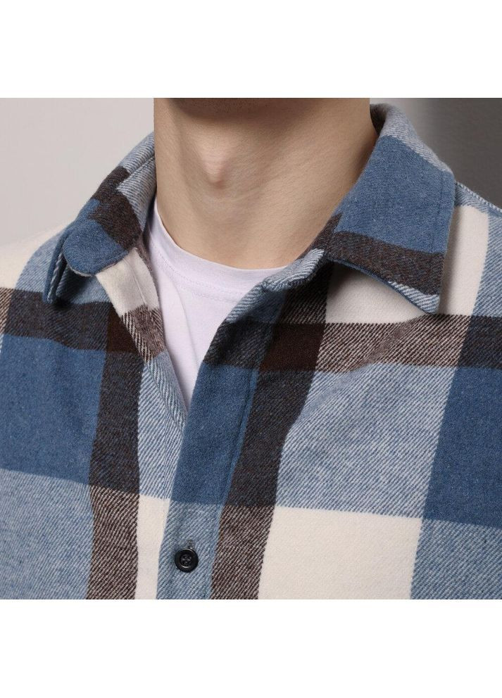 Темно-синяя праздничный, повседневный, классическая, кэжуал рубашка в клетку No Brand