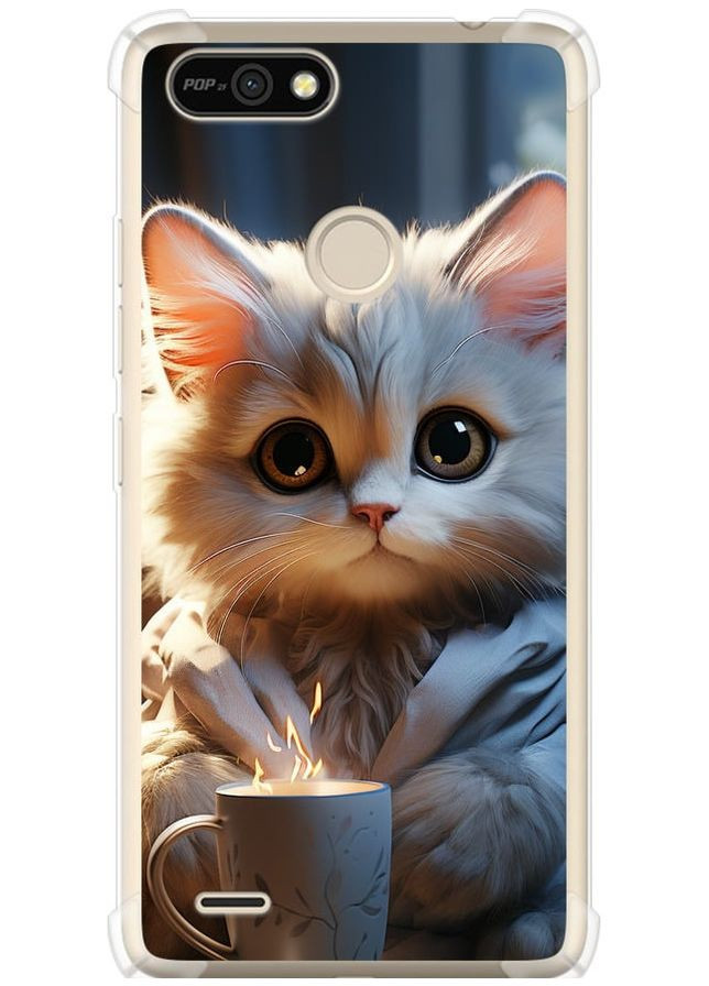 Силикон с усиленными углами чехол 'White cat' для Endorphone Tecno Pop 2F B1F (265396995)