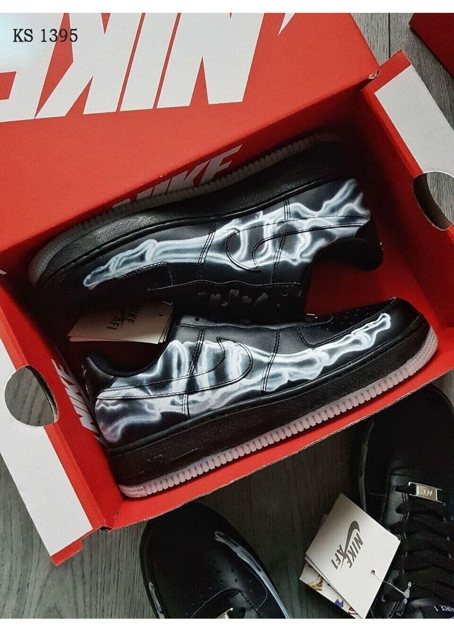 КРОССОВКИ ЖЕНСКИЕ NIKE AIR FORCE 1 LOW SKELETON BLACK НАЙК АИР ФОРС 1 ПРЕМИУМ No Brand чёрные демисезоны (368861914)