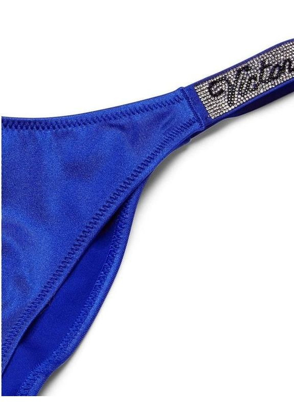 Синій демісезонний купальник bikini shine strap sexy tee pushup blue oar logo set зі стразами 75d/m синій Victoria's Secret