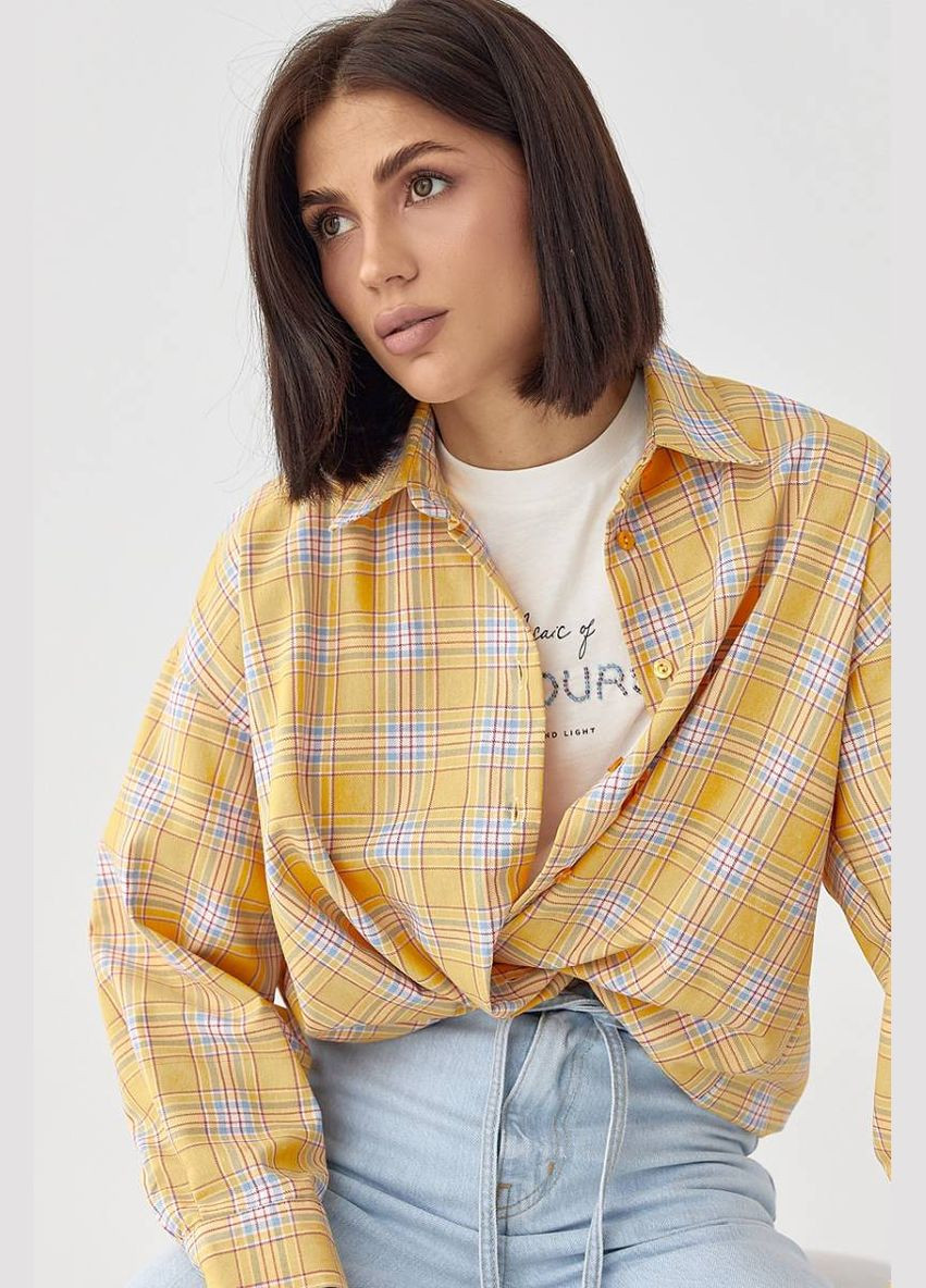 Желтая кэжуал рубашка в клетку Lurex