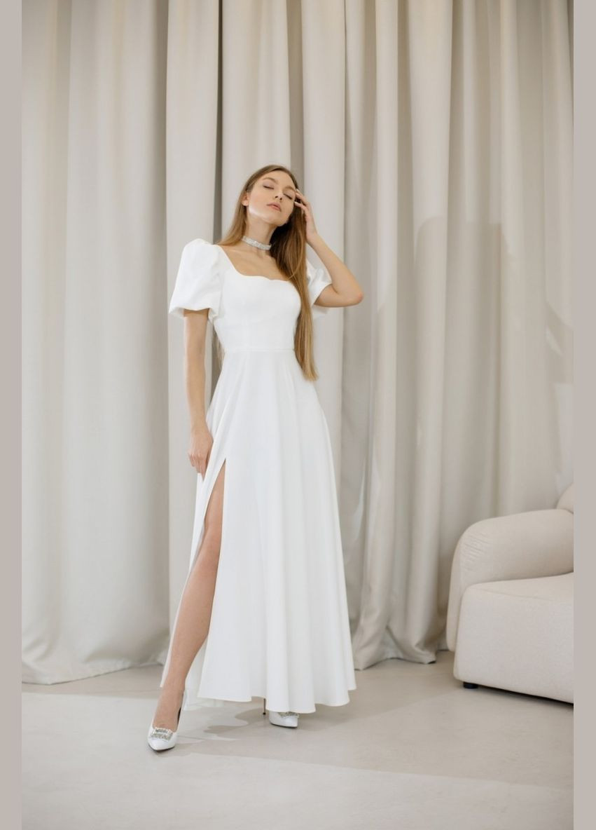 Белое вечернее платье First Woman однотонное