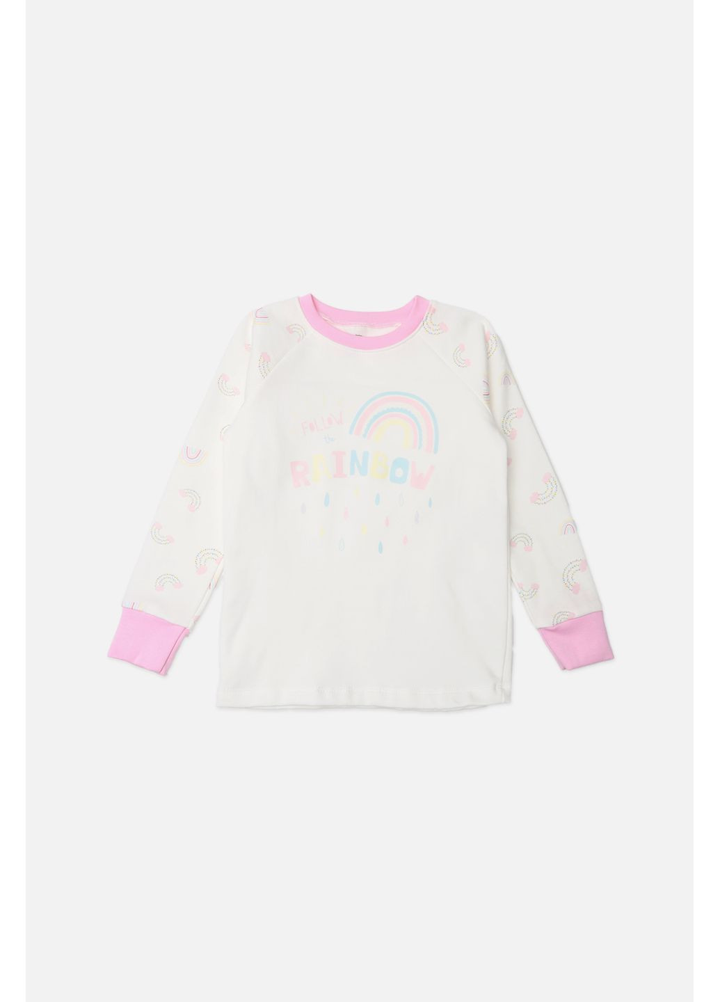 Молочная зимняя пижама со штанами для девочки цвет молочный цб-00282012 Yuki