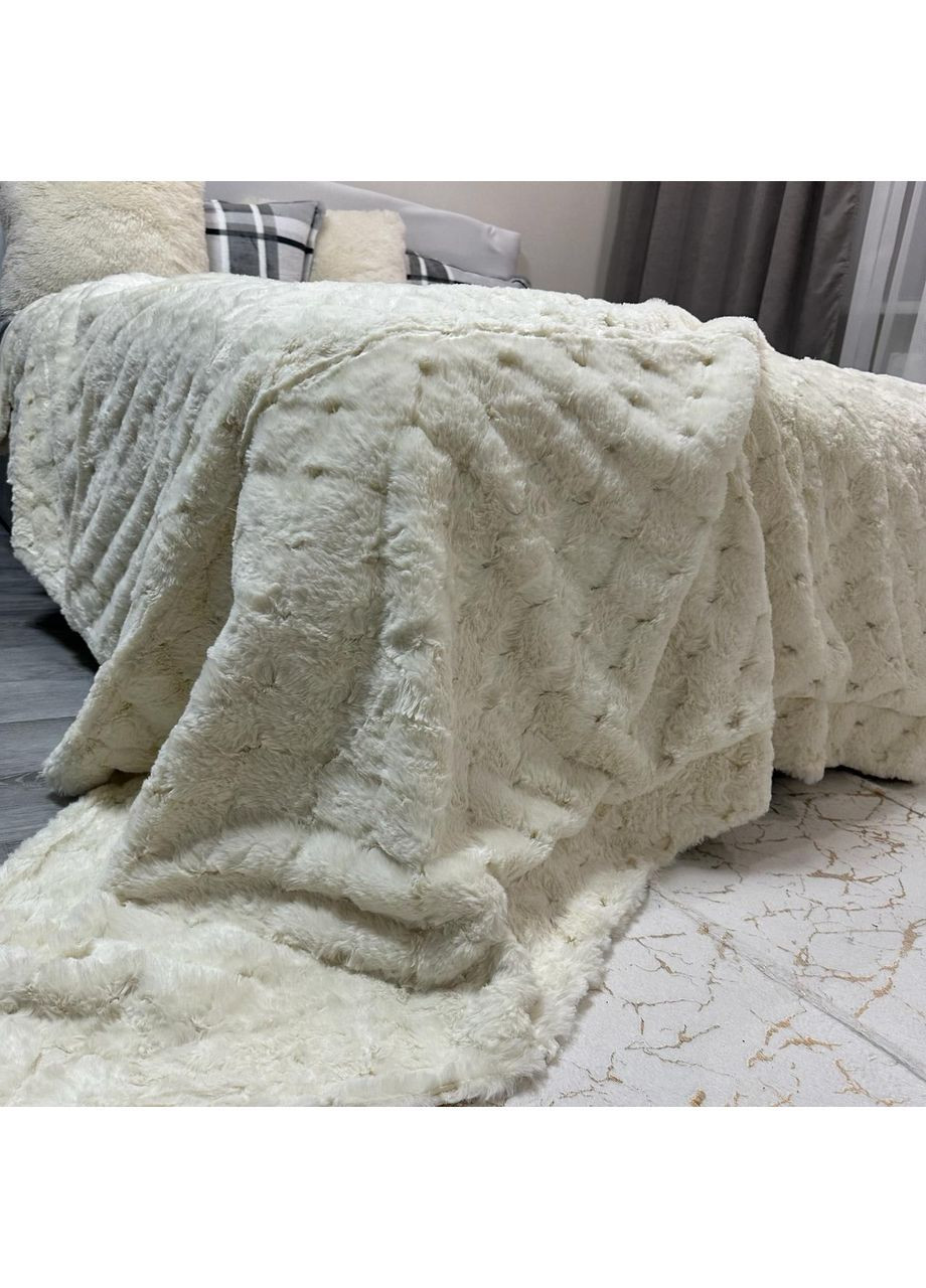 Стильне покривало молочного кольору "Luxury Fur" з 3D-Ворсом, Євро 200х230 см– миттєвий затишок та стиль! No Brand (368565102)