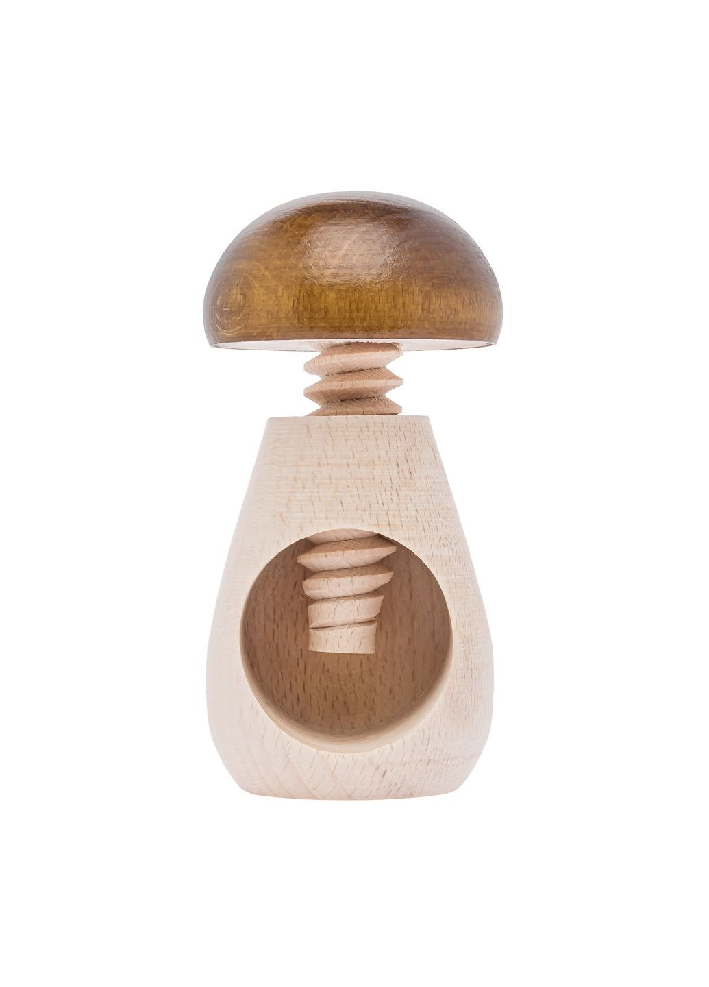 Гвинтовий дерев'яний горіх "Гриб" з темно-коричневою шапкою Woodly (282935519)