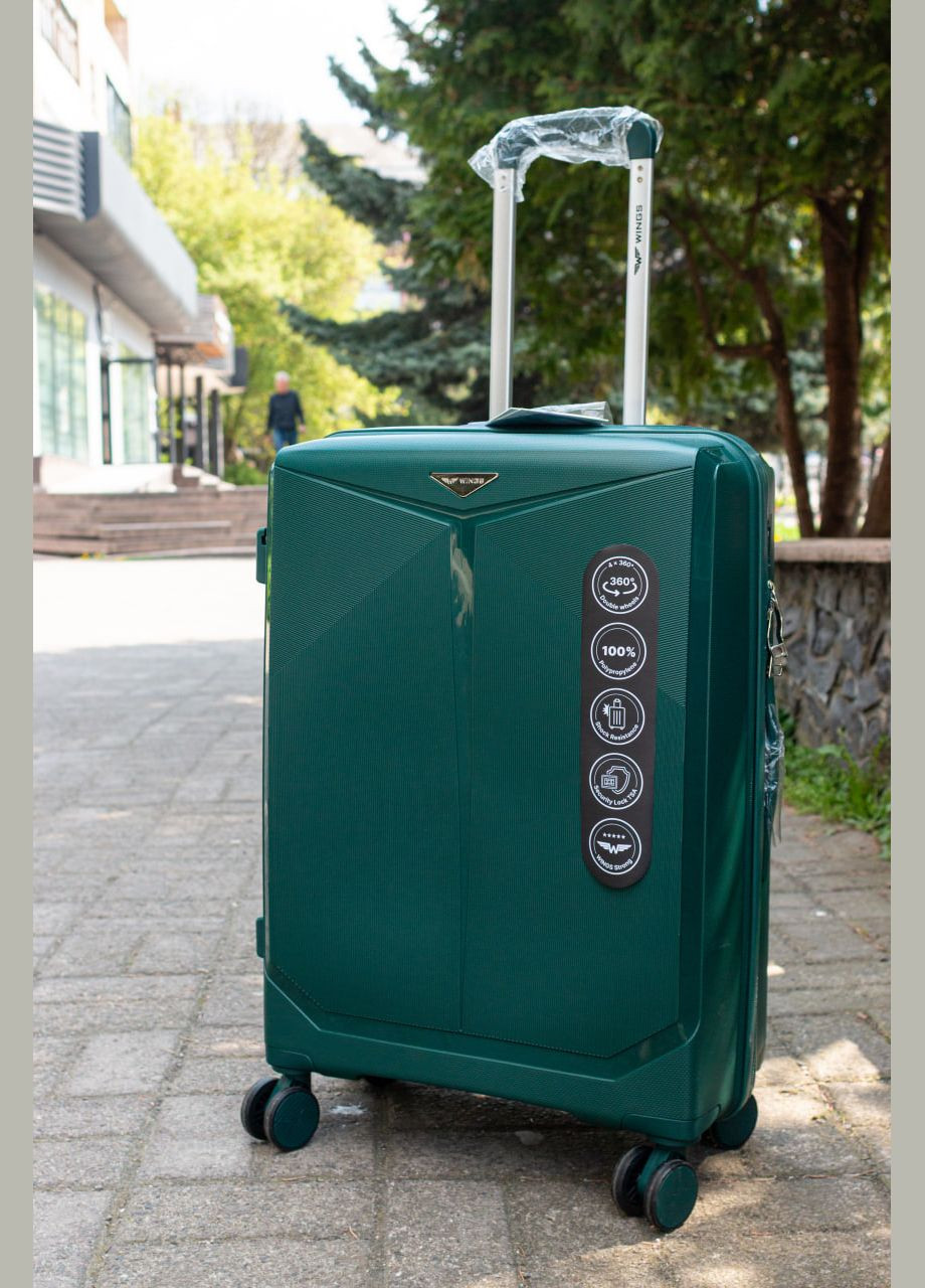 Чемодан полипропилен 100% большой L размер, цвет красный Wings CKT01 (338182637)