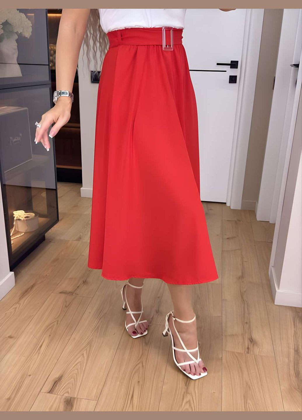 Спідниця +пояс жіноча довга міді 42-56 графіт (темно-сірий) No Brand (332770563)