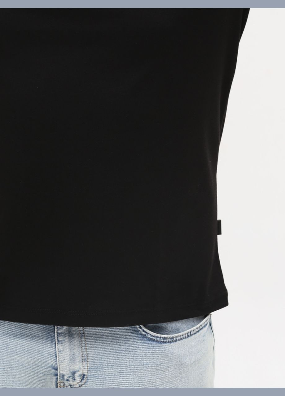 Черная мужская футболка черная прямая однотонная с коротким рукавом FRANCO BENUSSI Пряма