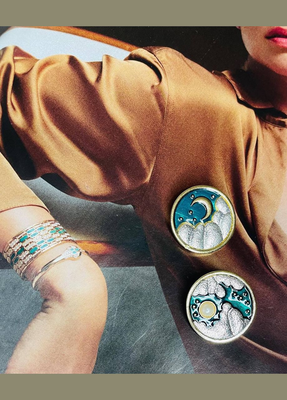 Набор из двух брошь / булавок луна и солнце зеленые. Xuping Jewelry (330618965)