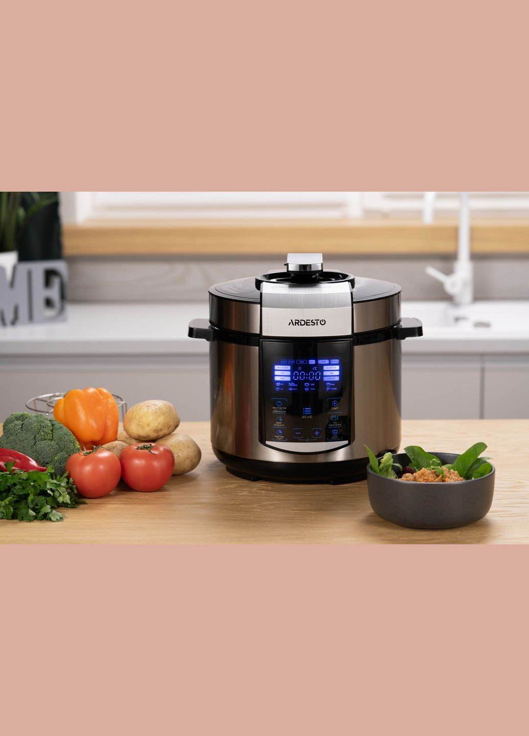 Мультиварка-скороварка, 900Вт, чаша-5л, электронное управл., книга рецептов, металл/пластик, серый Ardesto (344558096)