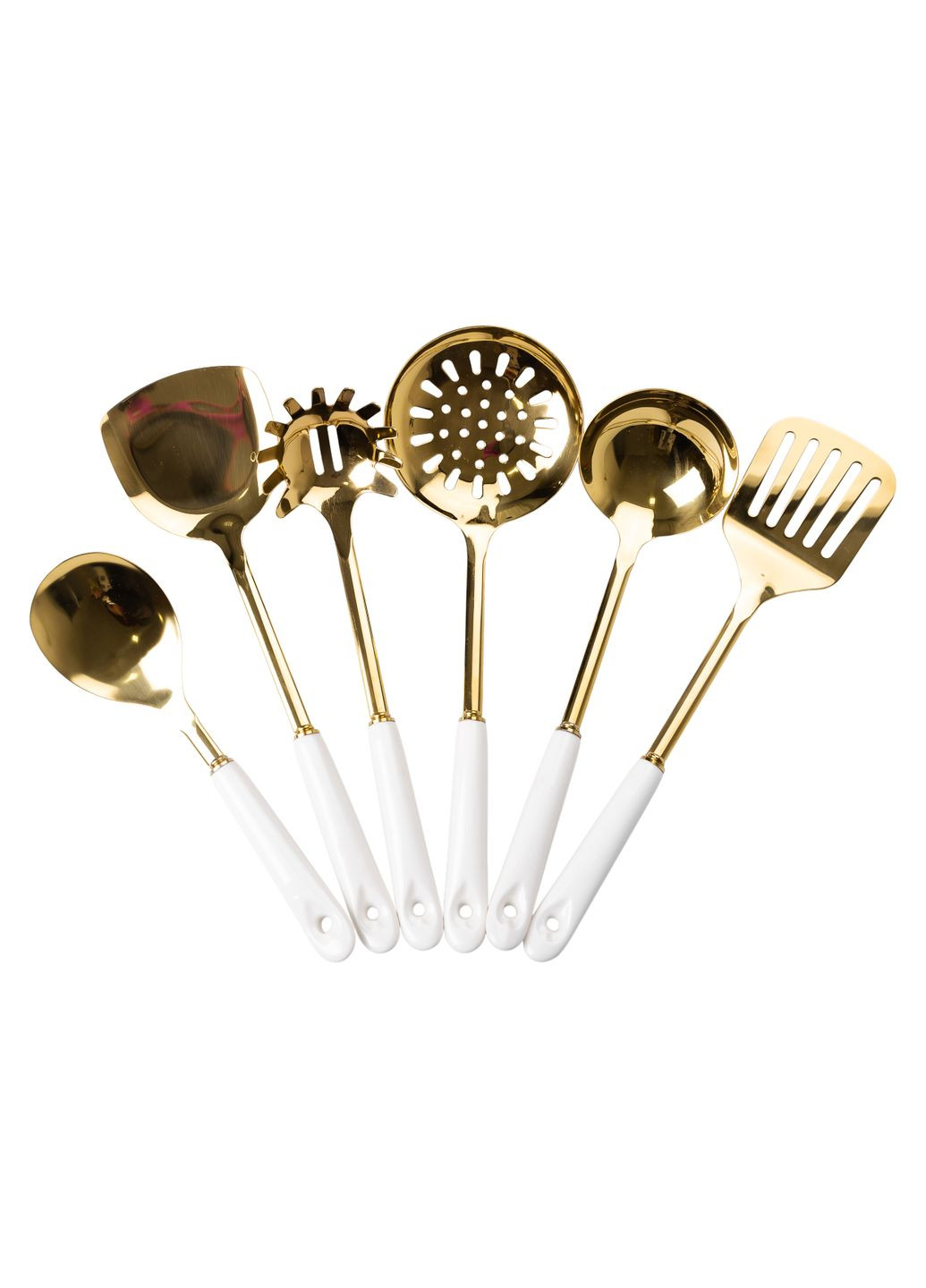 Набор кухонных принадлежностей 6 штук с керамической ручкой на подставке, золото Yiwu (328603916)