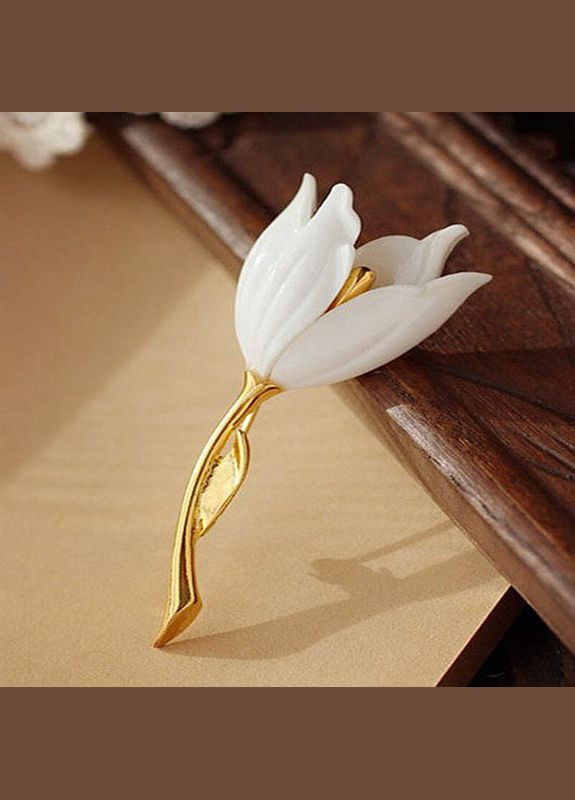 Брошь/шпилька женская лилия бело-золотая Xuping Jewelry (330618931)