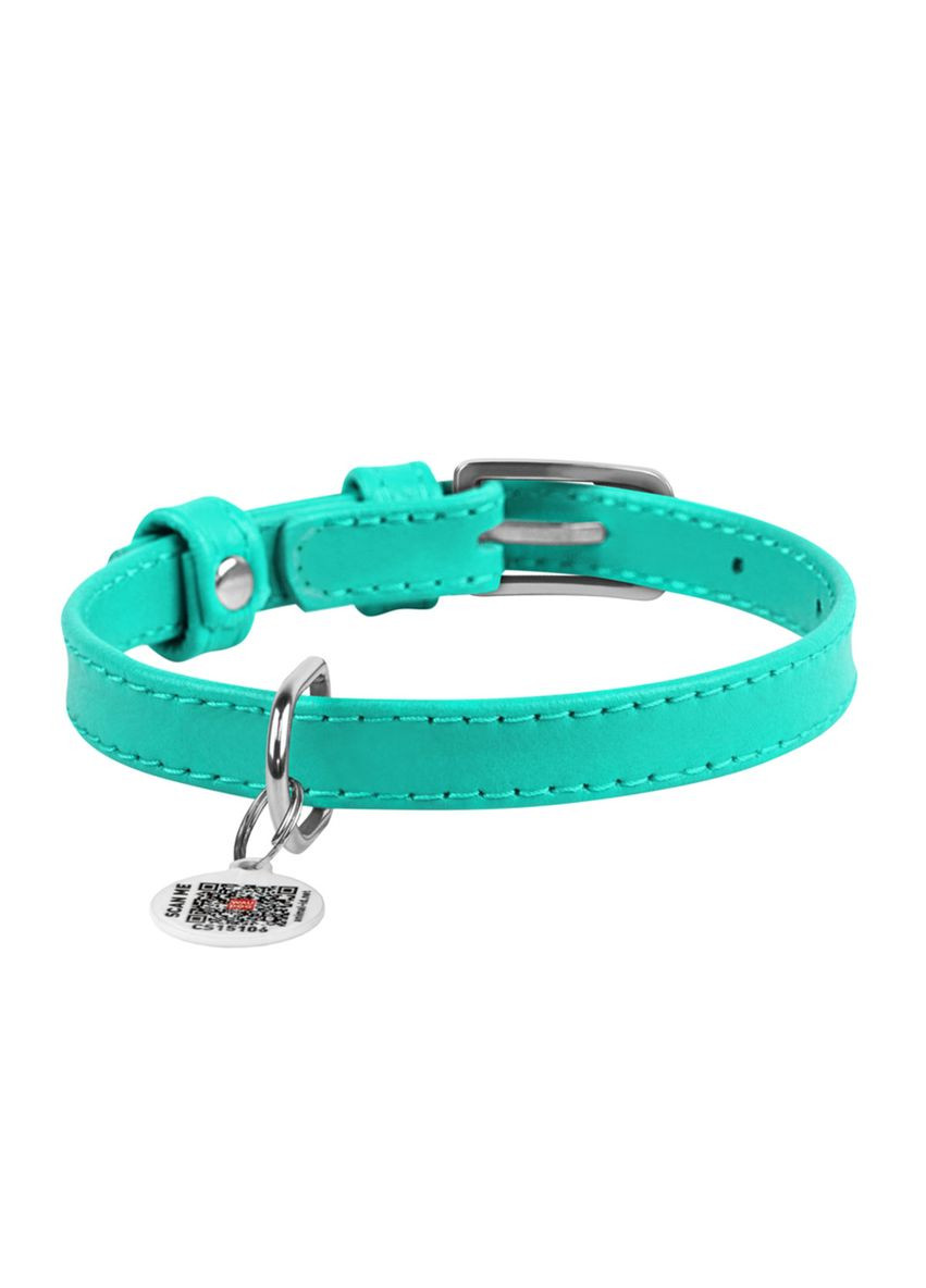 Нашийник для собак шкіряний Glamour без прикрас Ш 15 мм Д 27-36 см Ментоловий WAUDOG (332879097)