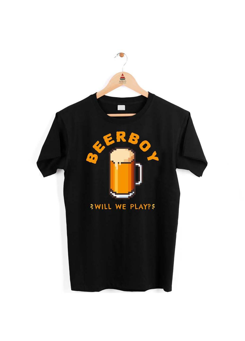 Черная футболка beerboy will we play Кавун