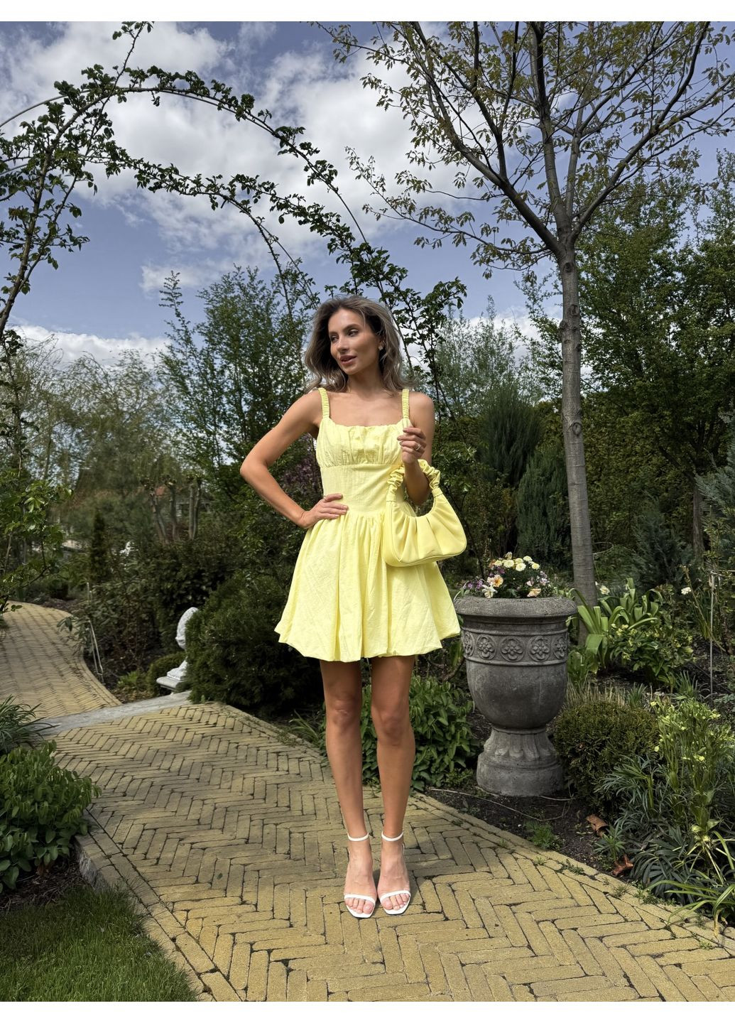 Жовтий кежуал сукня з відкритими плечима Larionoff однотонна