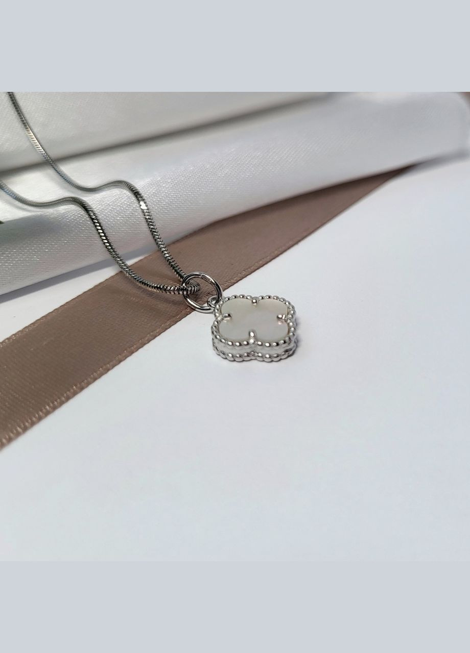 Срібна Підвіска кулон Квітка з перламутром срібло 925 проби покрито родієм пк2п/1024 1.50г No Brand (306741494)