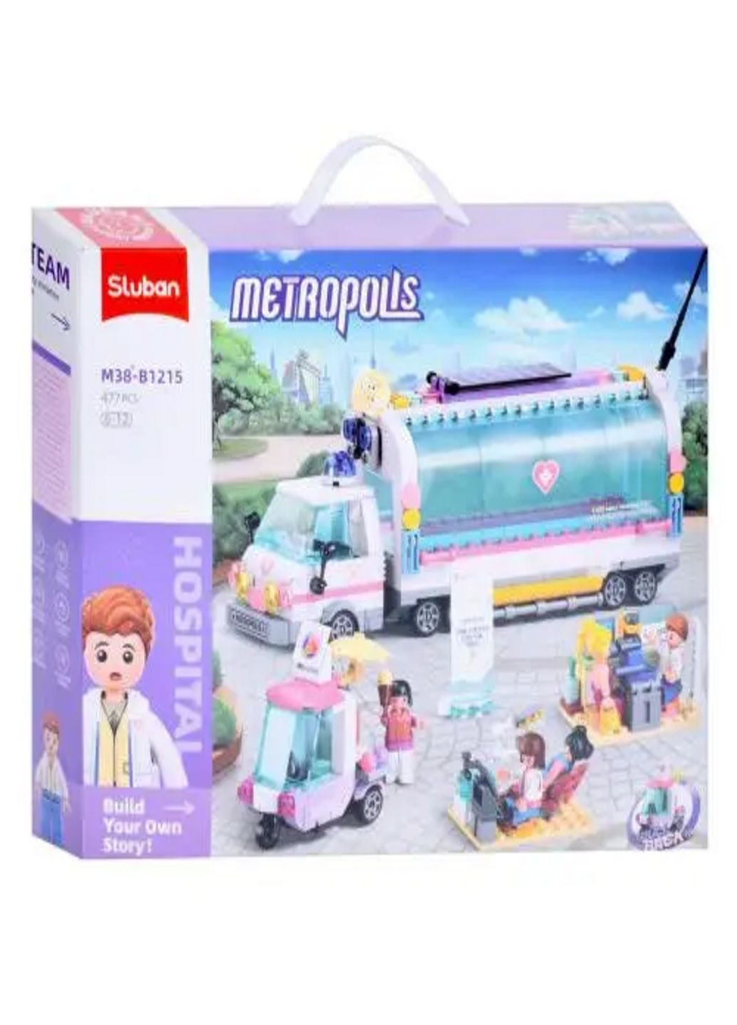 Детский конструктор M38-B1215 Трейлер больница 477 деталей Sluban (301872520)
