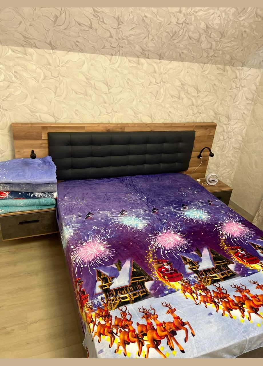 Теплый новогодний плед на диван Евро 200х220 Purple (П4Кal-ng-pled-001/8) No Brand (316230716)