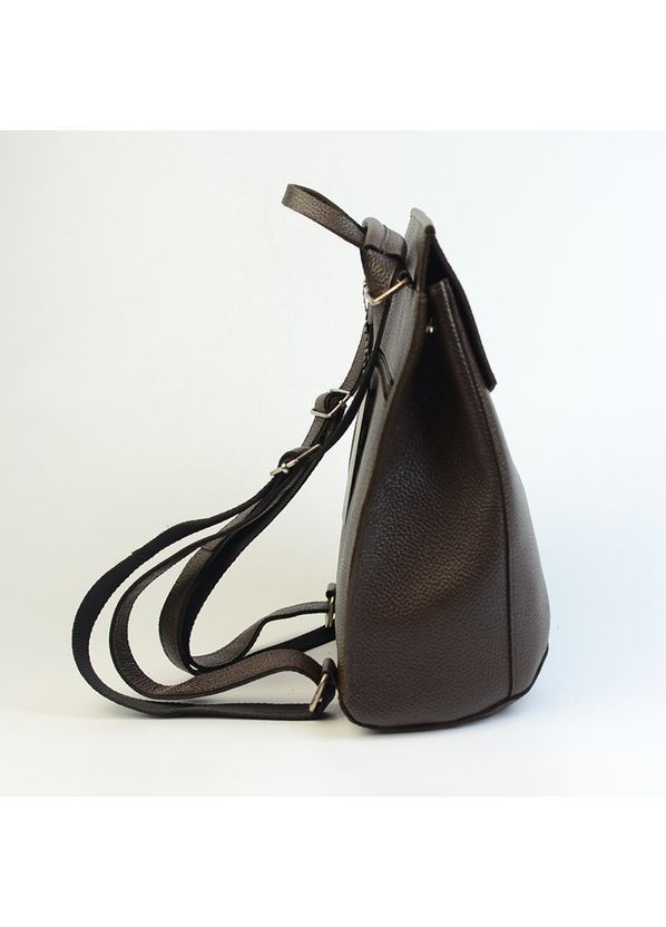 Сумка рюкзак жіноча шкіряна молодіжна трансформер через плече темно-коричнева Serebro (371392442)
