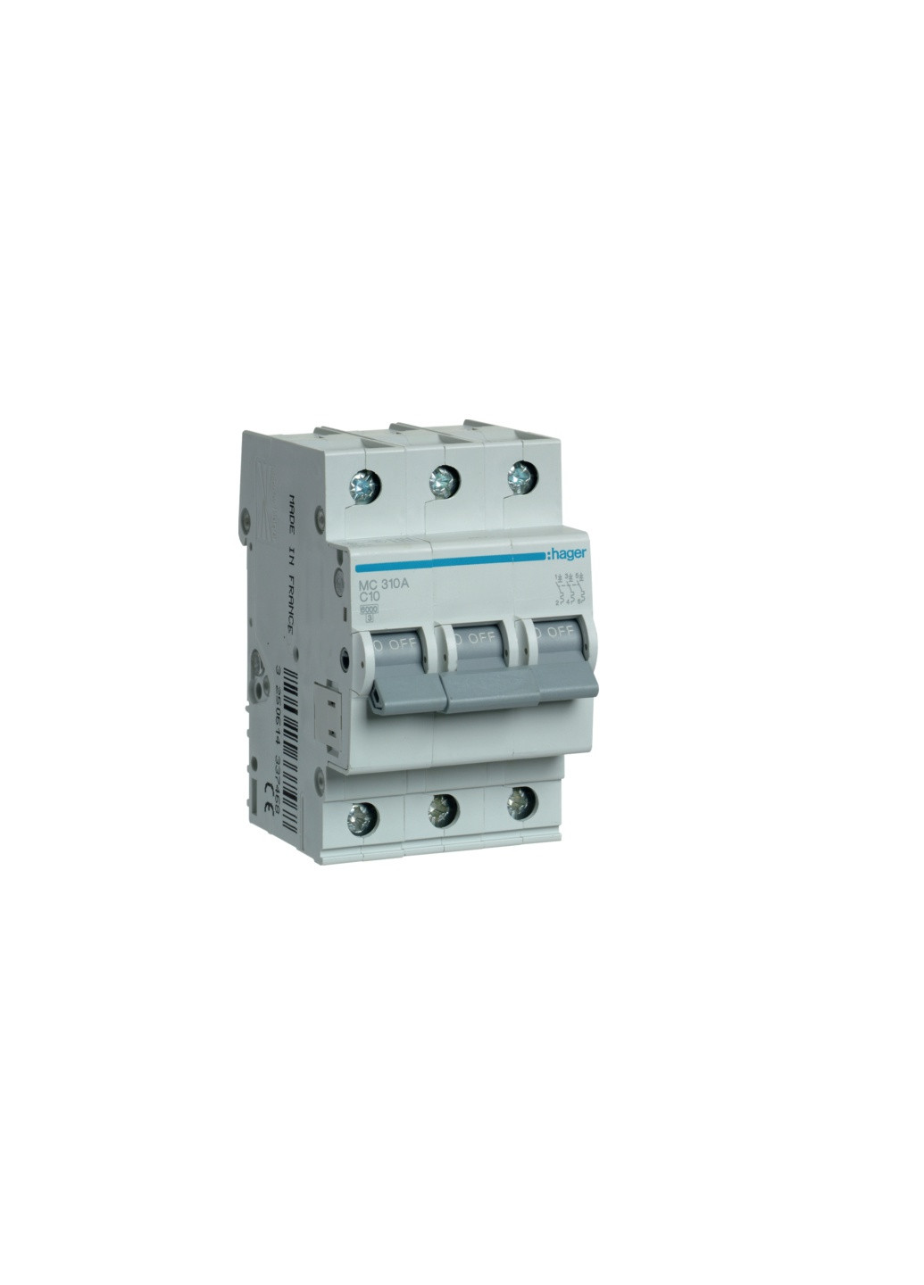 Вводный автомат трехполюсный 10А автоматический выключатель MC310A 3P 6kA C10A 3M (3166) Hager (265535442)