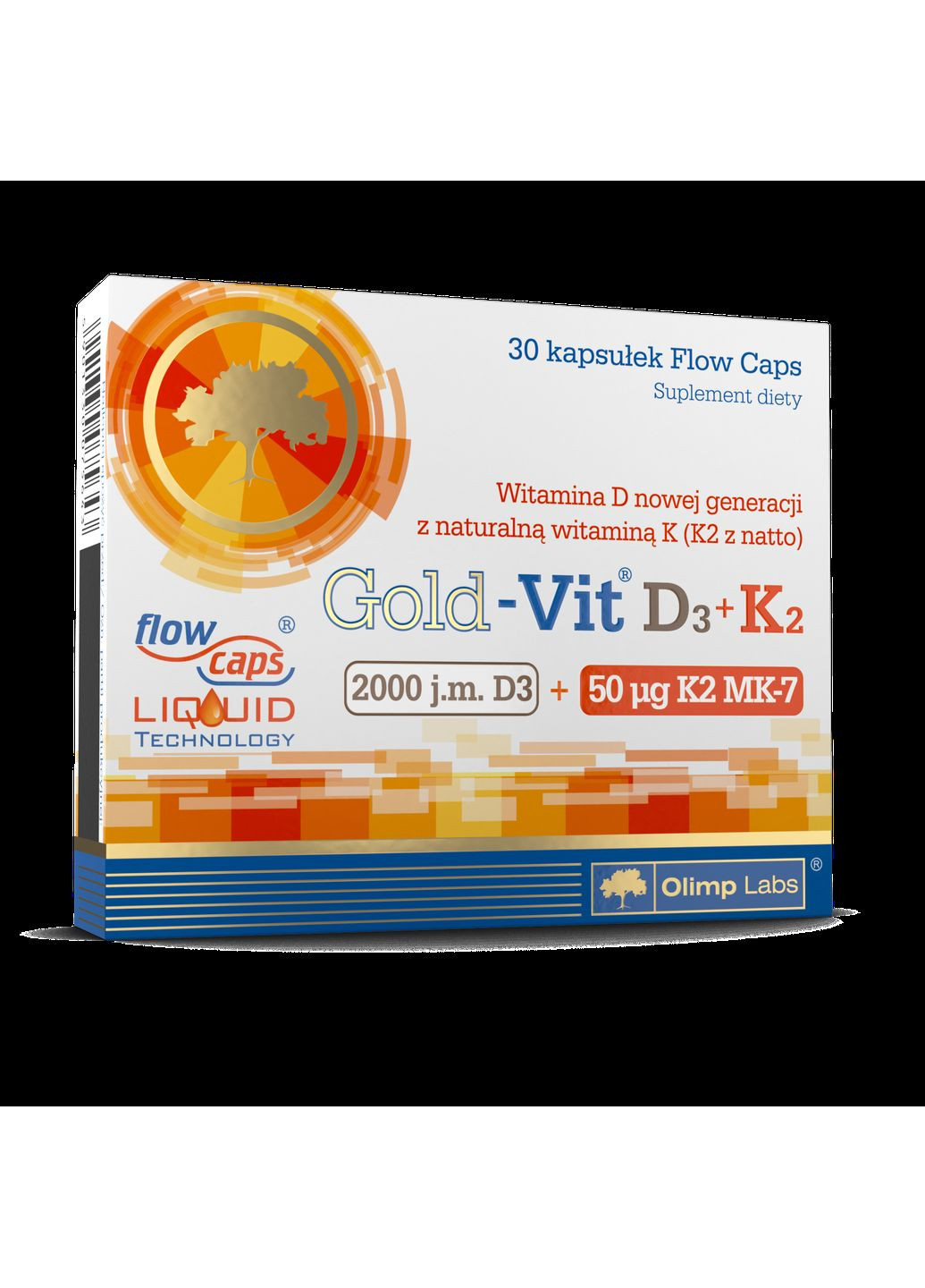 Вітамін Д3+К2 Sport Nutrition Gold Vit D3 2000+K2 30 капсул Olimp (351863151)