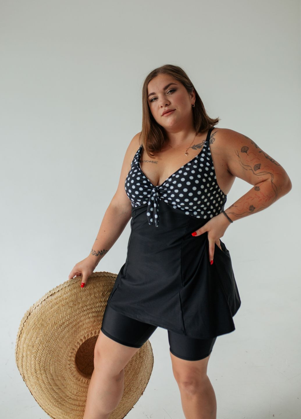 Чорно-білий демісезонний купальник роздільний роздільний, танкіні Ods