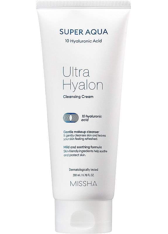 MISSHA Очищувальний крем для обличчя з гіалуроновою кислотою Super Aqua Ultra Hyalron Cleansing Cream 200ml (2-864457) — Крем, Південна Корея (369796534)
