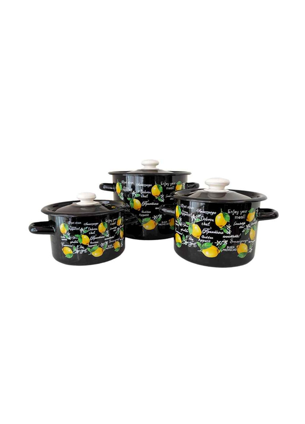 Набір посуду 3пр. I842 Фреш лимон (чорна) Idilia (357219598)