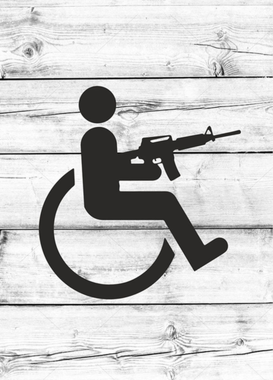 Наклейка (наліпка) на авто Людина з інвалідністю з автоматом 15х15 см No Brand (339619959)