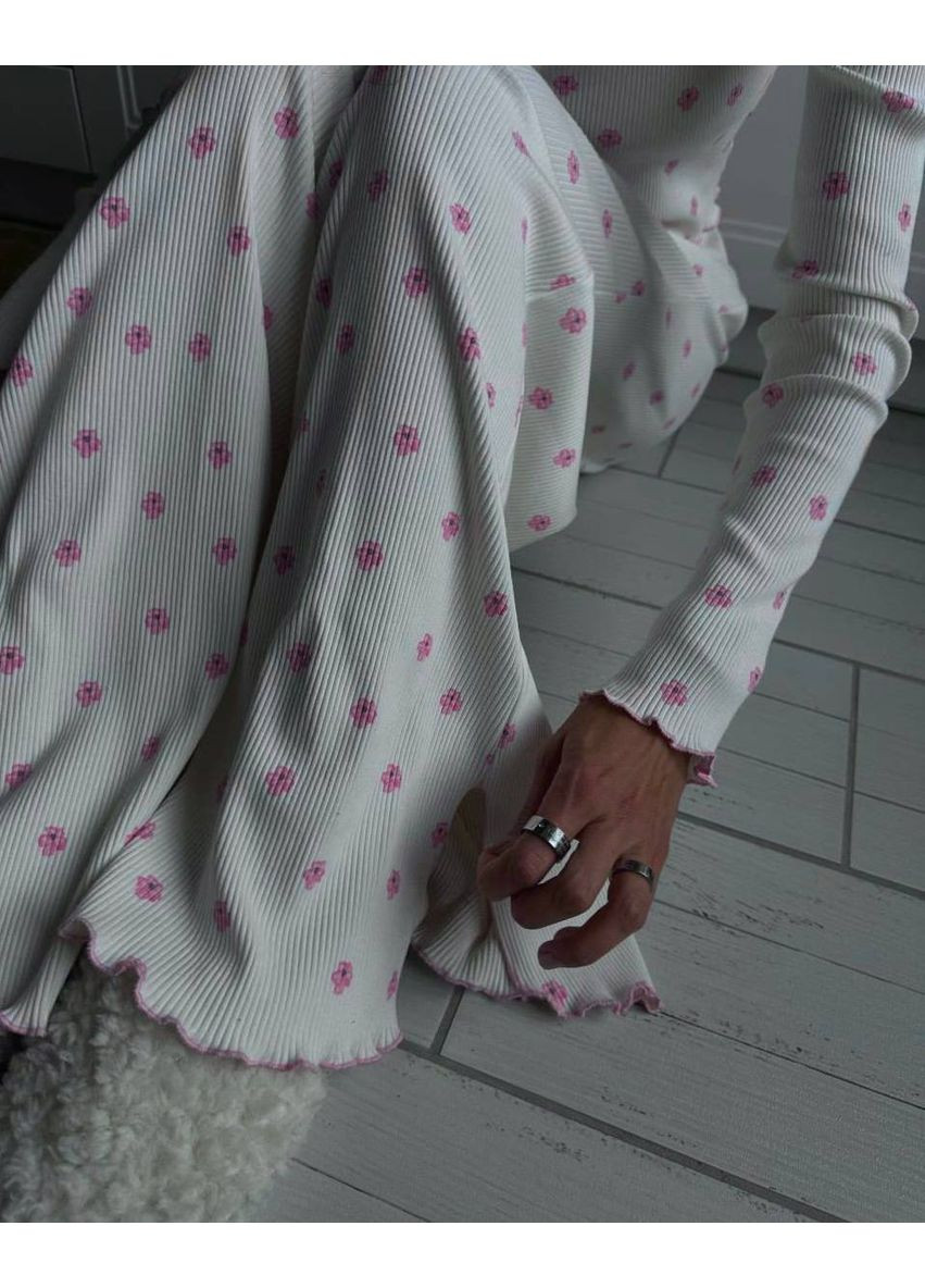Молочна всесезон жіноча піжама в квітку сорочка + брюки Asi.Store.ua
