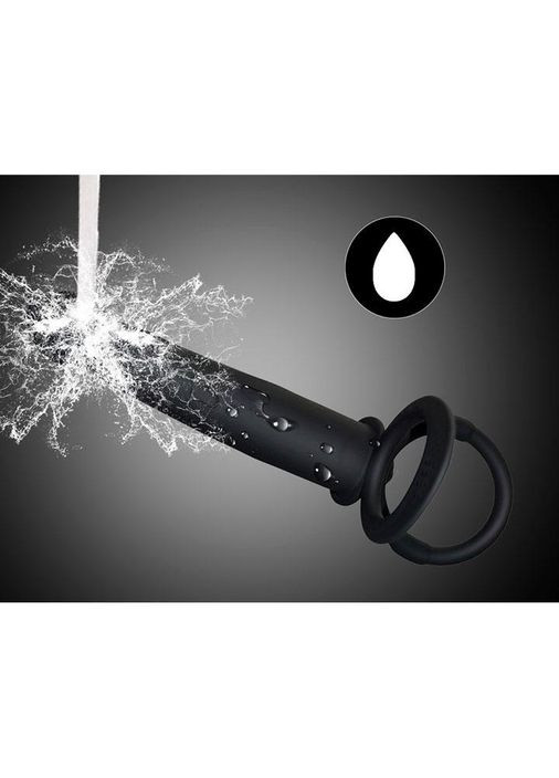 Эрекционное кольцо с вибрацией и фаллоимитатором для двойного проникновения черного цвета, одевающегося на пенис и мошонку China (360604448)