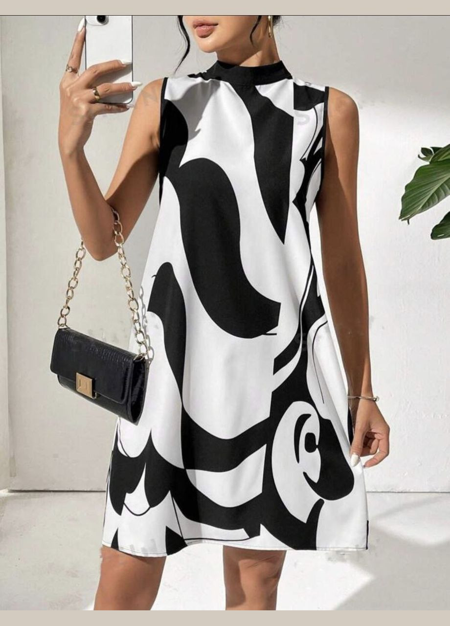 Чорно-білий повсякденний сукня літня вільна popluzhnaya