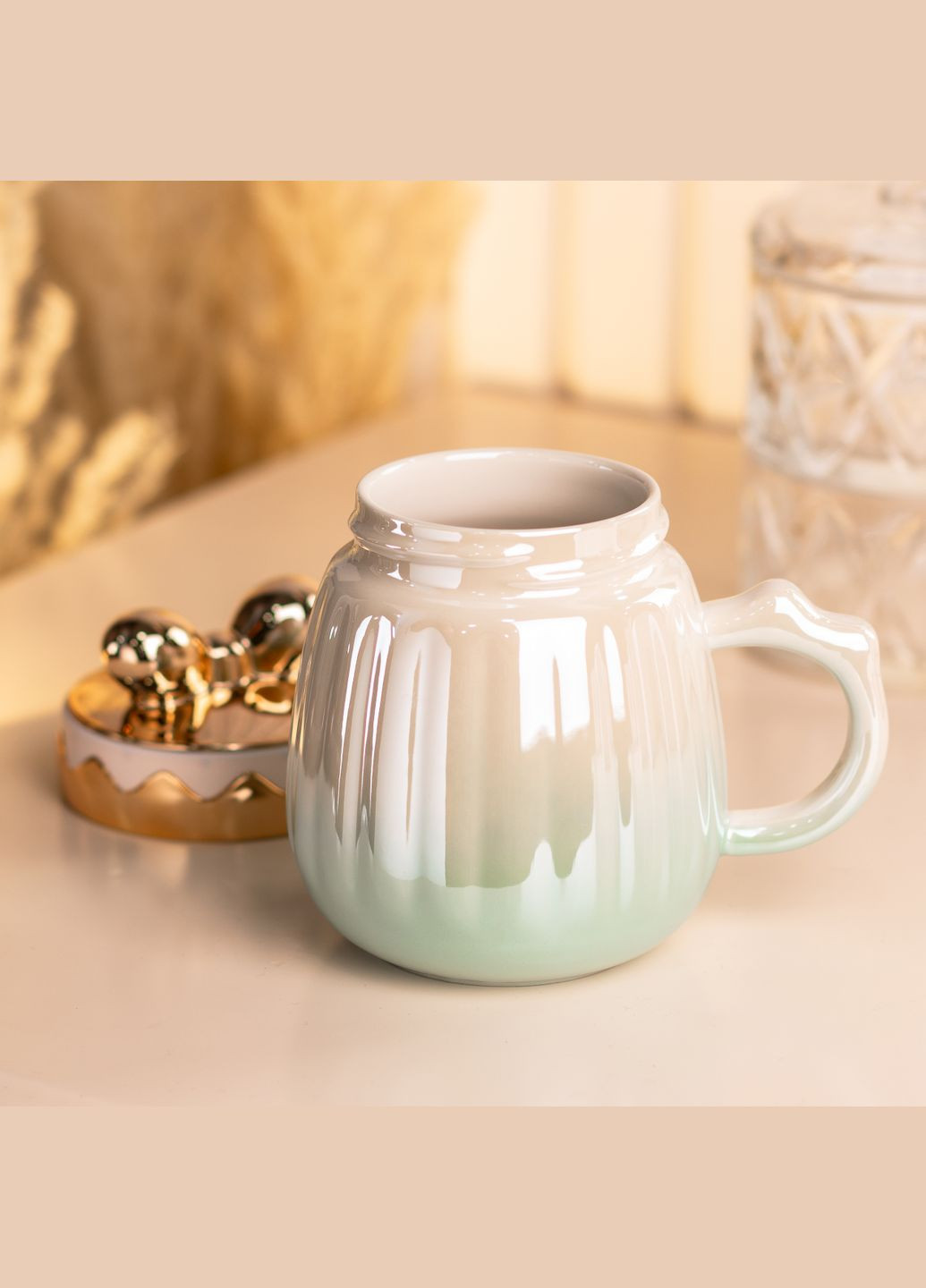 Чашка керамічна Life 500 мл з кришкою, градієнт Happy Life (322289664)