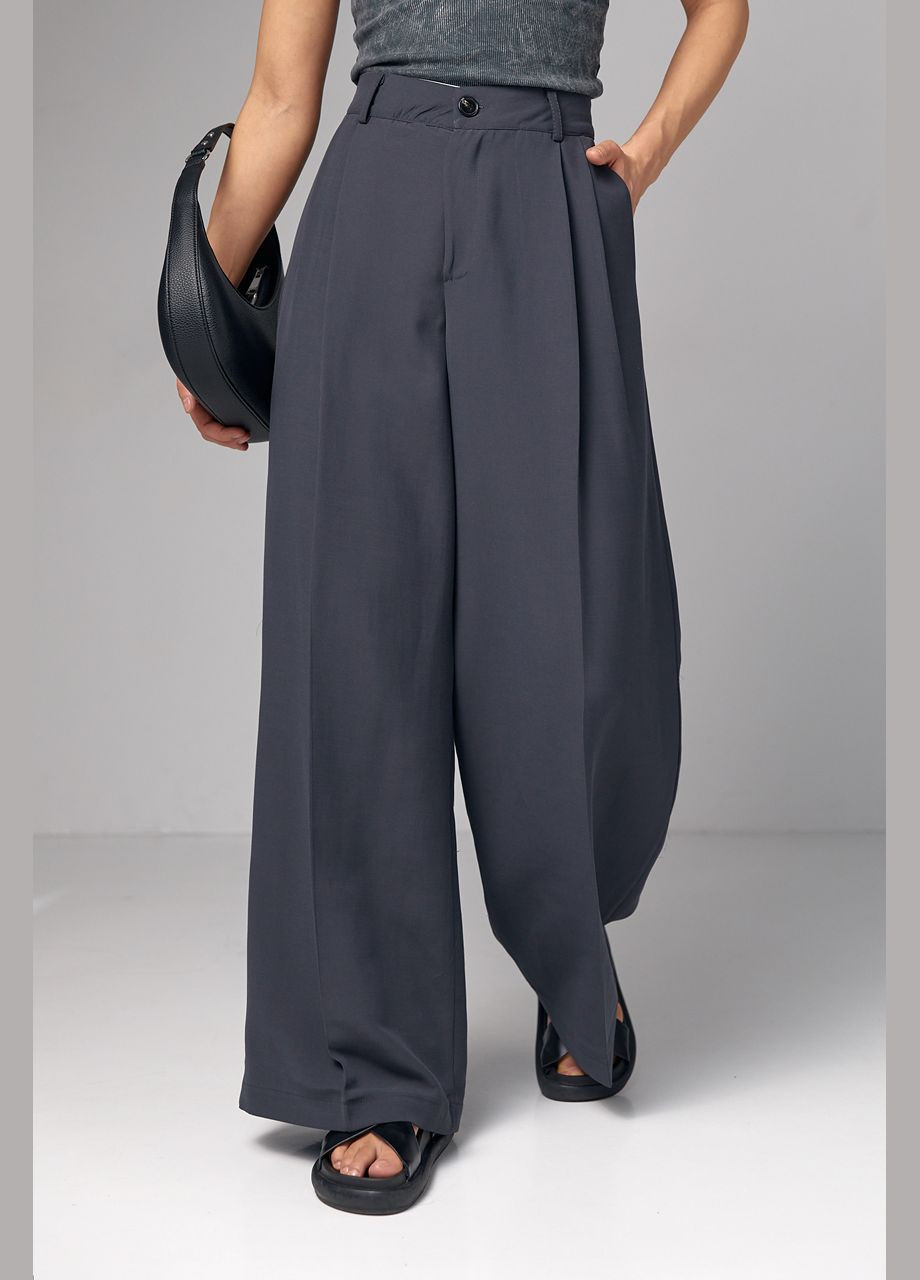 Женские широкие брюки-палаццо со стрелками - темно-серый Lurex (282957745)