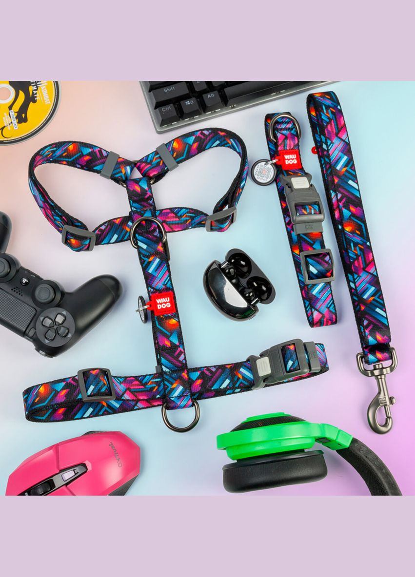 Шлей для собак анатомический H-образный Nylon с QR-паспортом, L, Ш 25 мм, А 50-90, В 60-100 WAUDOG (322642966)