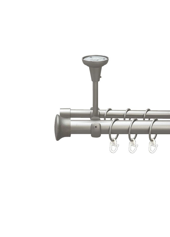 Карниз Дуо металлический двухрядный открытый к потолку гладкая труба Сатин 25\16 мм 240 см (00-00023774) ORVIT (300845786)