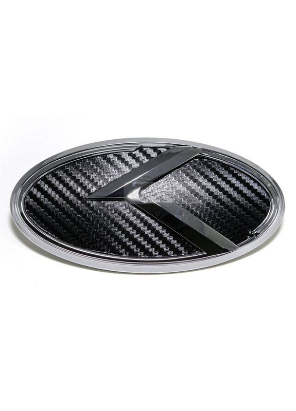 Эмблема черная (обод хром) карбон 110х56 мм (на скотче) Kia (369611775)