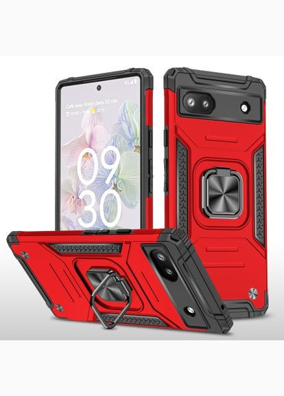 Протиударний чохол для Google Pixel 6A Червоний захисний чохол з кільцем на піксель 6А Viseaon (322212285)