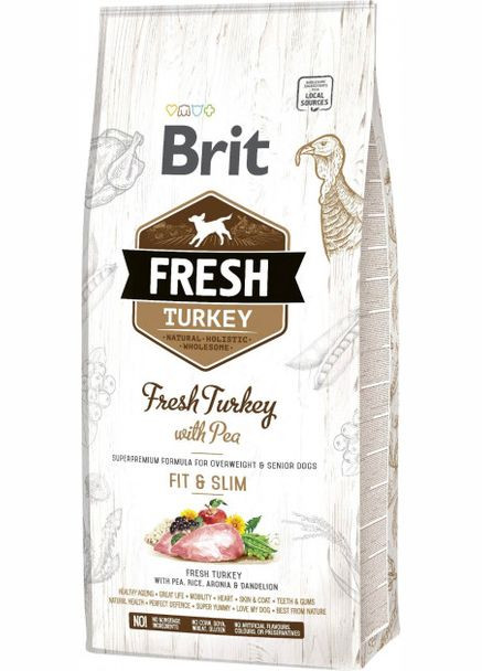 Сухий корм Fresh Turkey & Pea Light Fit & Slim 12 kg (для дорослих собак) Brit (293408176)
