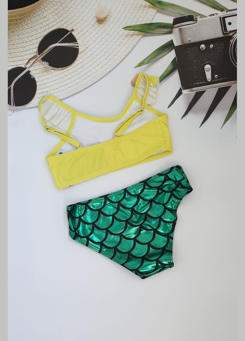 Жовтий літній підлітковий купальник топом для дівчаток роздільний No Brand