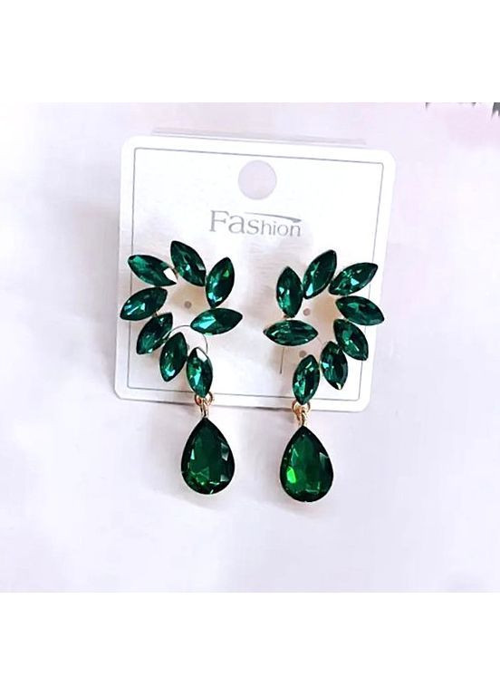 Сережки біжутерія у зелених камінцях No Brand (371804315)