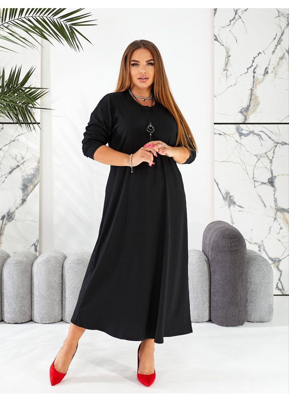 Черное праздничный, повседневный, деловое, вечернее, кэжуал женское платье бохо а-силуэт Style Point однотонное